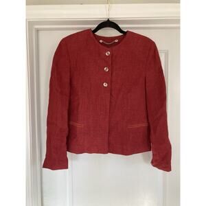 Berwin & Wolf Vintage Red Linen Jacket Trachten Oktoberfest Bavarian Size 38